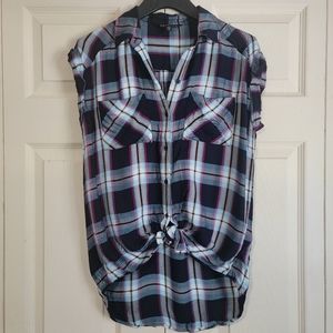 Express | Plaid High-low Button Down Shirt